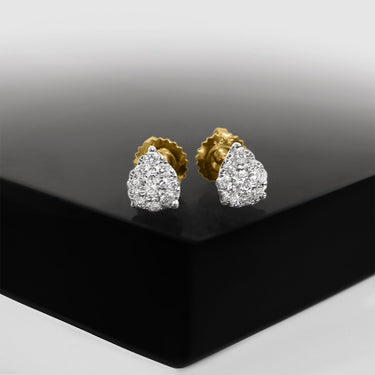 yellow Pear Shaped Micro Flower Set Diamond Earrings